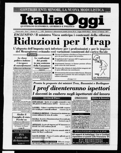 Italia oggi : quotidiano di economia finanza e politica